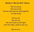 We Are One（コーラス歌詞）