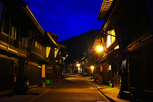 木曽路・奈良井宿の夜景