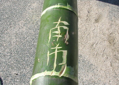 幟の竹にはサンダーで南市と記名