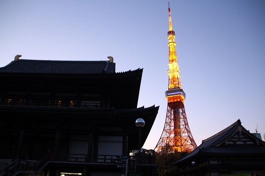 増上寺からの東京タワー